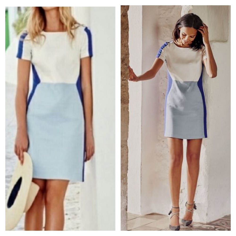 Boden Colorblock Pippa Blue & White Sheath WH988 Dress